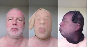 Selfie Collage with Masks Made of Tights