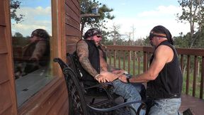 two bikers in the mountains with jim love and jason collins