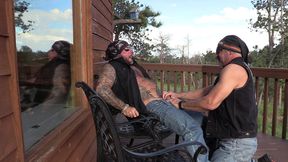 two bikers in the mountains with jim love and jason collins