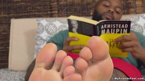 Black jock Dallas shows off his size 12 feet in dirty socks