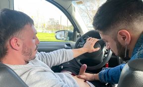 Bearded gay dude wants the Uber driver's huge cock