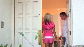 Svelte blond teen Kacey hops on sturdy penis
