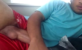 Cute latino rubbing his cock infront a webcam