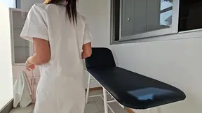 Sexy Doctor Masturbates on the Bed While Waiting for Her Patient