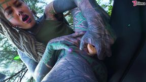 Naughty TATTOO model PUBLIC masturbation, Alternative teen ANAL SQUIRT outdoors, anal gape, prolapse (goth, punk, alt porn)ZF071