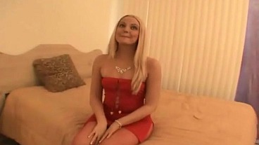 Ariel Summers In Red Fishnet Pantyhose With Glass Dildo