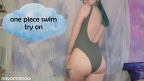 one piece swim try on