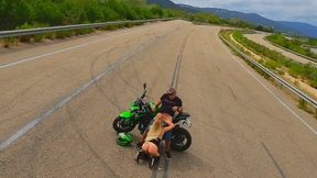 Thrilling FPV Drone Adventure with OnlyFans Star Angie Lynx on a Motorcycle!