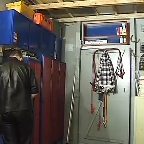 Mature German slut dominated by her master in the workshop