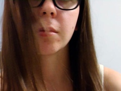 Cute amateur brunette naughty in solo jerking show on camera