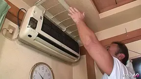 Japanese Mature Wife give a Fuck to the ugly Worker when her husband is at work in Uncensored JAV Roleplay