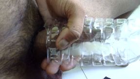 Young Indian man shakes cock and shakes cock in drinking water bottle