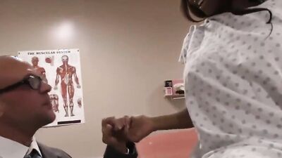 Pregnant ebony Kayla Ivy gets threesome fucked.