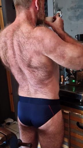 Muscle Bear Has Coffee