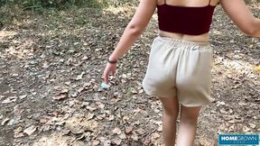 Fucked by strangers outdoor, rough sex with busty babe