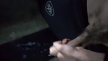 Horny boy tastyt first time cum in basement