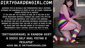 Dirtygardengirl in rainbow skirt &amp_ socks self anal fisting &amp_ prolapse