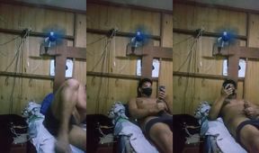 Stepbrother's muscular handjob caught on cam