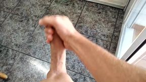 The Huge Fat Cock Took a Long Time to Get Hard, but in the End It Grew and Cums