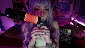 cute girl doing ASMR eating sounds like a fat f*ck