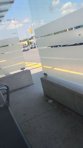 Exposing tiny cock in broad daylight at public bus stop.