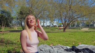Busty blonde teen Amaris takes a thick dick on a picnic