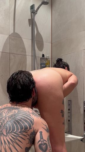 Horny Milf Sucking, Pissing and Fucking her favourite cock in public showers
