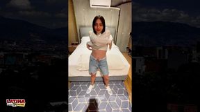 manuela restrepo - 18 year old skinny petite flexible teen very first porn video gets covered in cum latina casting couch