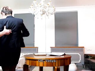 TUTOR4K. Older Woman with Short Haircut gives Muff to Younger Guy for Sex