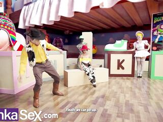 PARODY TOY STORY XXX - Concupiscent toys Woodick and Bos FuckYear end up banging Yesie whilst Andy is not home.