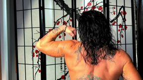 Wet Muscle Stepmommy Flexes &amp; Fucks Dildo Post-workout in Her Thigh Highs