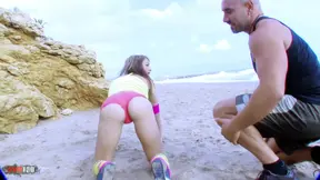 Very Porn Sports Session at the Beach with the French Big Tits Eva Lange