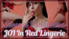 Sensual Domination JOI In Red Lingerie - Goddess Lunasha seduces and encourages you to worship her with dirty talk