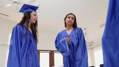 Receiving a graduation gift from stepsister and friend
