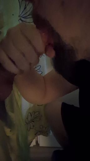 Sucking his mature thick cock at my Gloryhole