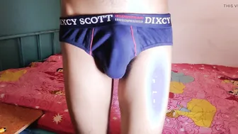 Cute young guy gives sensual handjob and cums hard