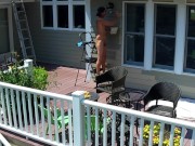 Drone caught naked male outdoors painting in public