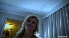 Horny blonde MILF Heather enjoying two hard cocks in interracial threesome video
