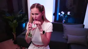 She Spilled Water on Herself and Had to Undress.