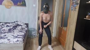 masturbate while i wear nylon pants, gas mask until i cum