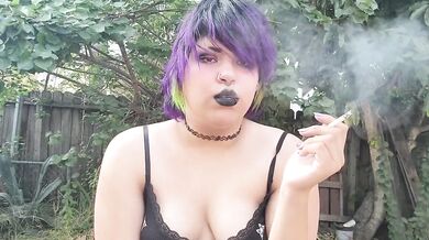 Latin Chubby BBW Coughing And Smoking Outside In Public