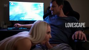 Blonde Slut Sucking BF While He's Gaming (AI)