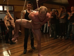 200 horny men fucks one guy at crazy BDSM party!