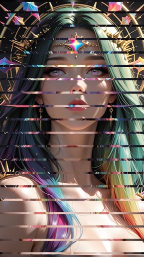 Shadow Oracle with Rainbow Prism Spikes Cosmic Fantasy Beauty Ai Art Slideshow
