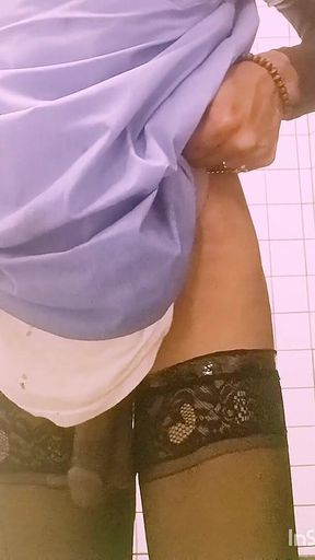 Juicy Black Ass, Hairy Black Cock Lunch Break in Bathroom.