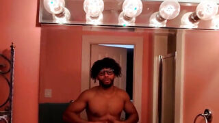 Hot amateur black dude from America strokes his big black cock alone