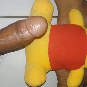 Jerking off with Winnie the Pooh doll part 2