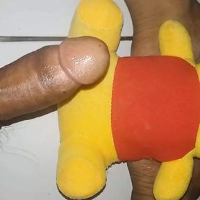 Jerking off with Winnie the Pooh doll part 2