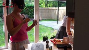 Horny bikergirl gets wet and wild on their first barbecue evening! They