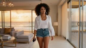 beautiful afro woman gets bored at the beach house while her boyfriend is not here and fucks a stranger on the beach without mercy - porn in spanish-audio in spanish-ai porn